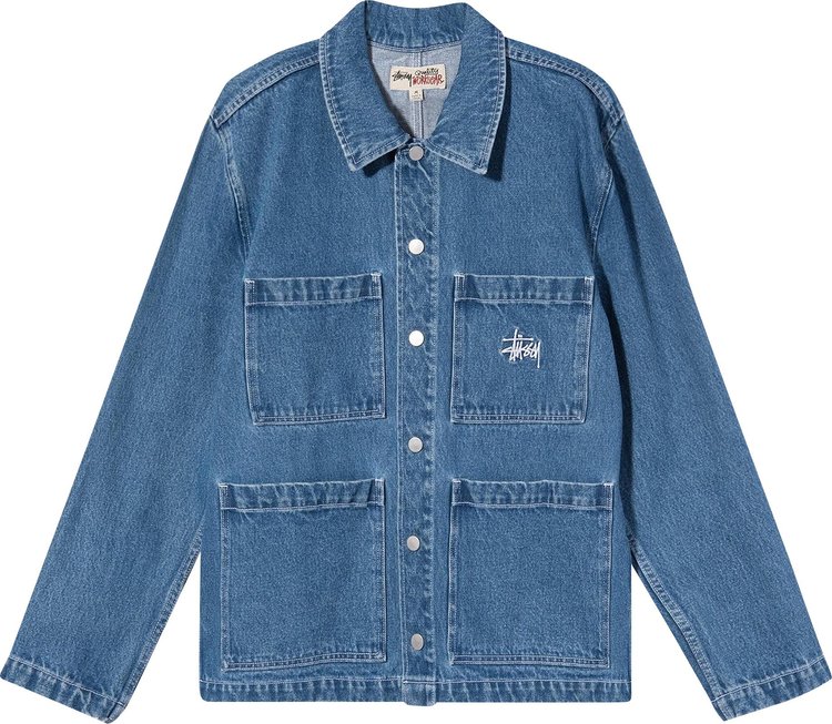 Buy Stussy Denim Chore Jacket 'Blue' - 115570 BLUE - Blue | GOAT