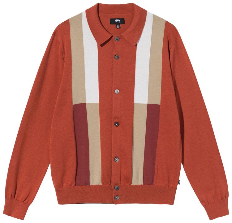 Stussy Color Block Sweater Burnt Orange