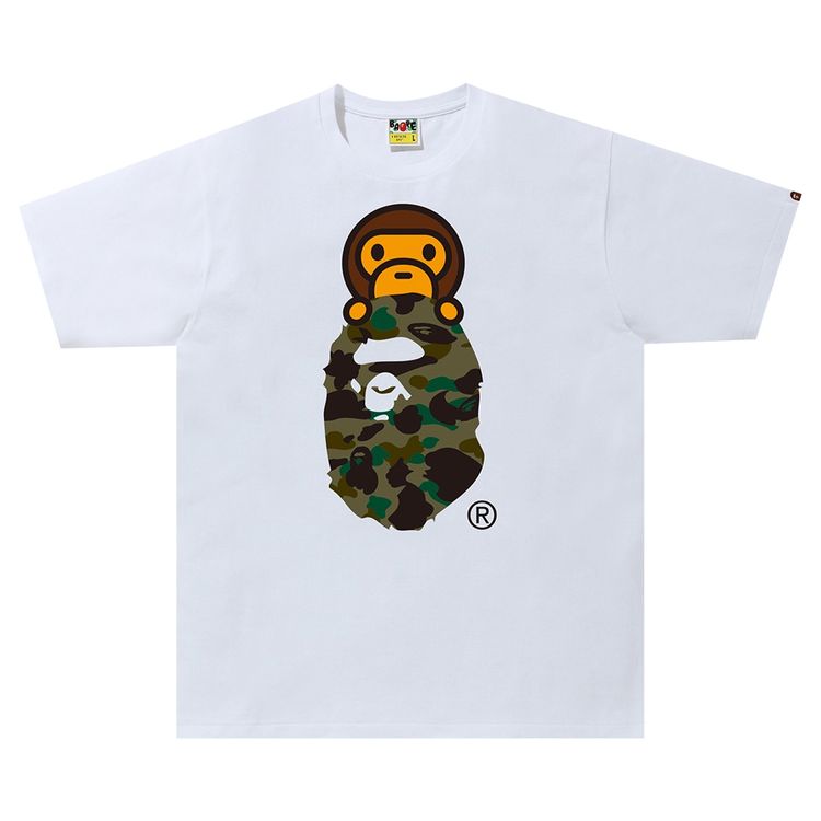 BAPE 1st Camo Milo On Ape Head Tee WhiteGreen