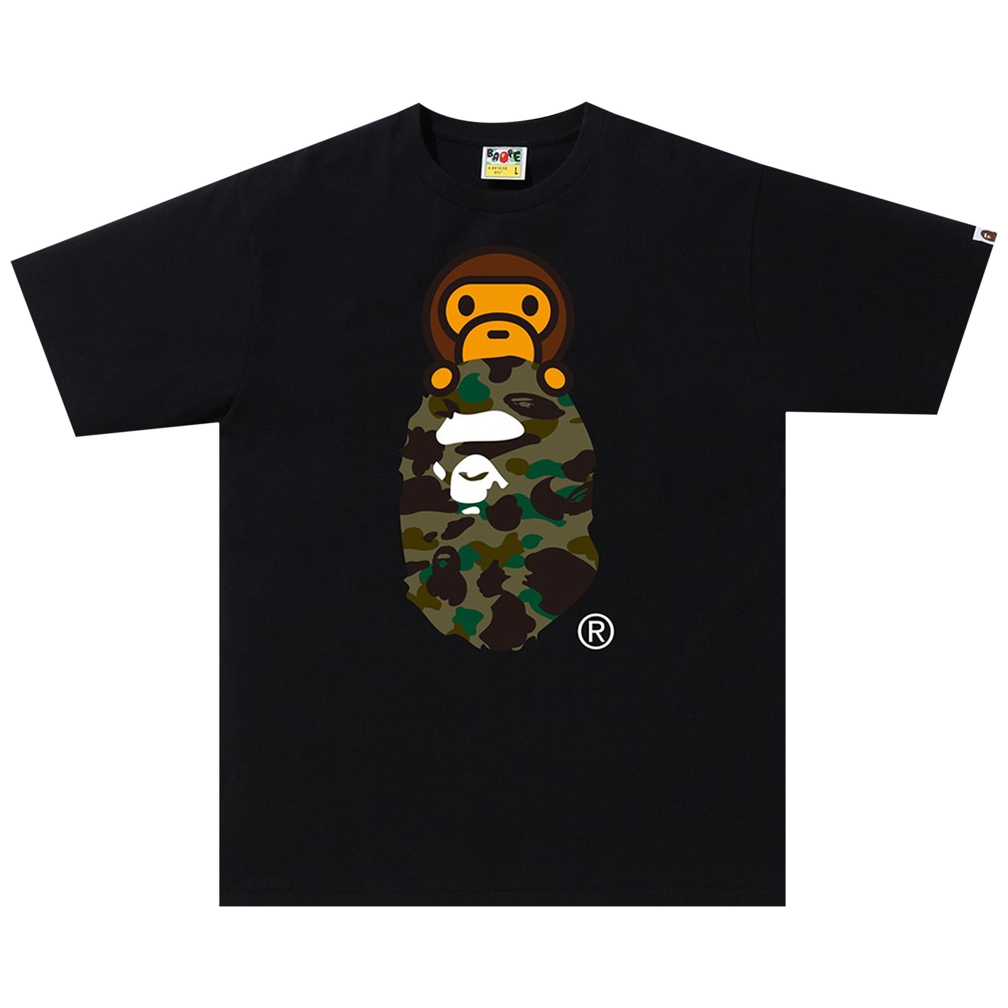 Buy BAPE 1st Camo Milo On Ape Head Tee 'Black/Green' - 2G80 110