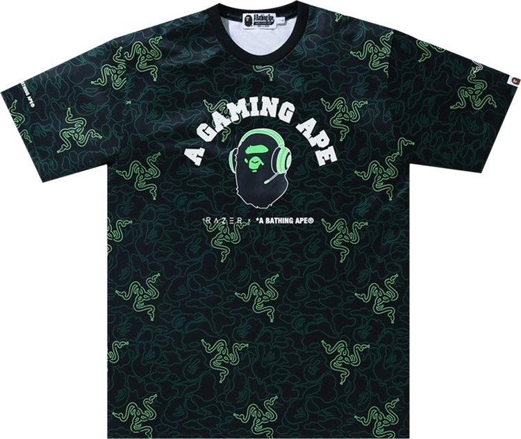 BAPE x Razer Neon Camo Team Tee Green