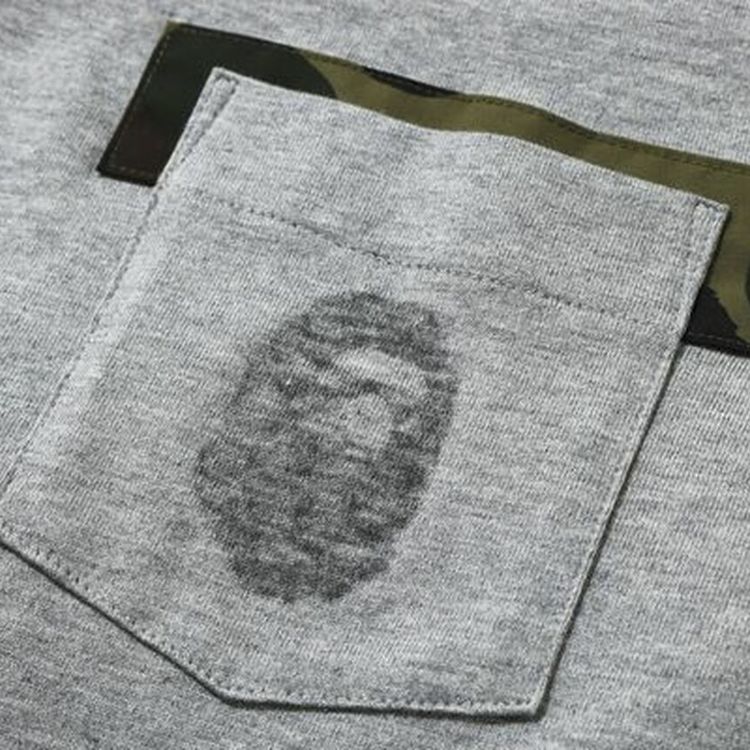 BAPE Reverse Ape Head Pocket Tee Grey