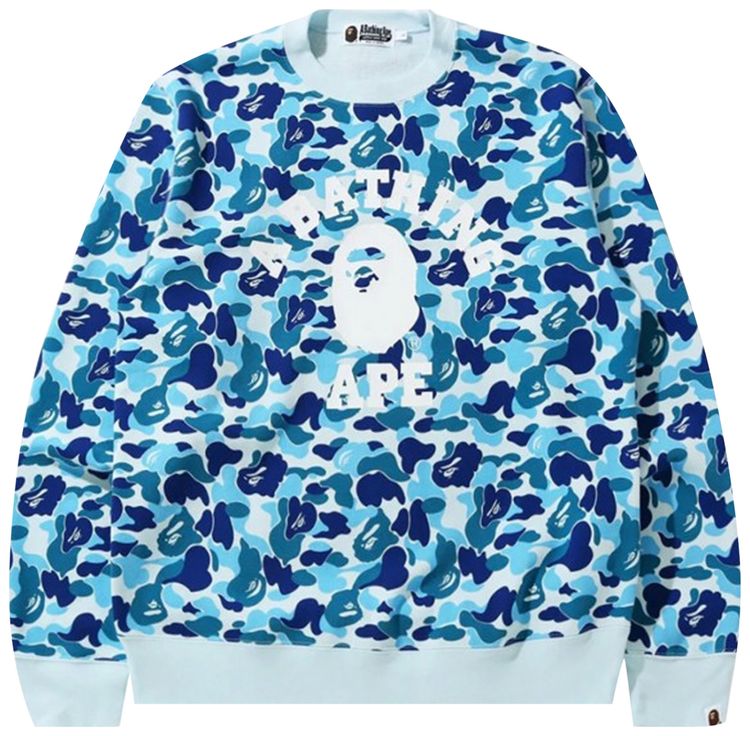 BAPE ABC Camo College Wide Crewneck Blue