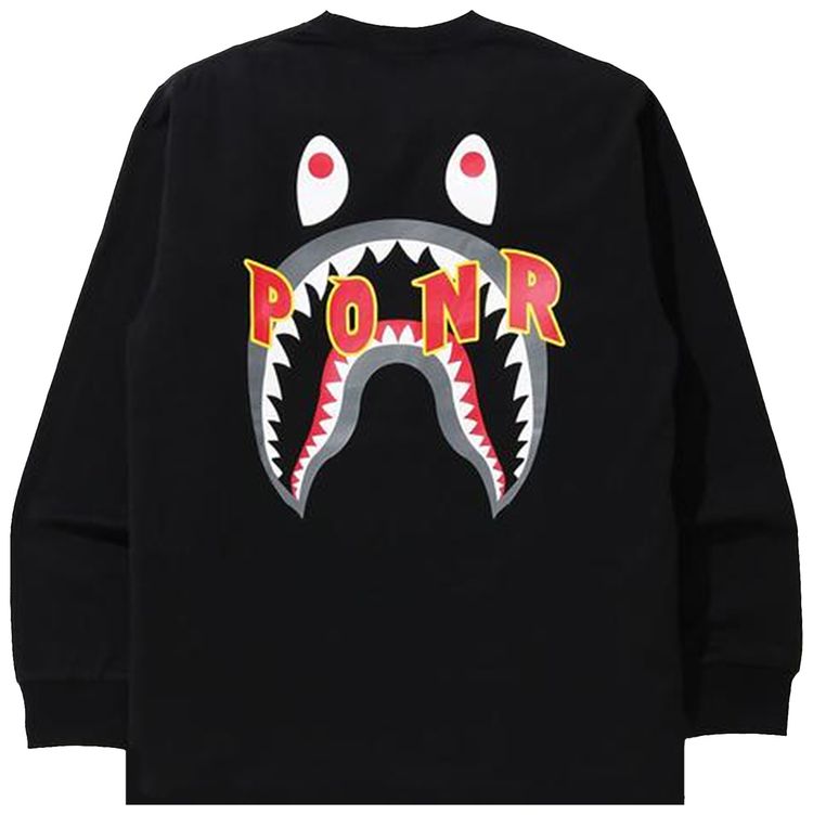 BAPE Shark PONR Long Sleeve Tee Black