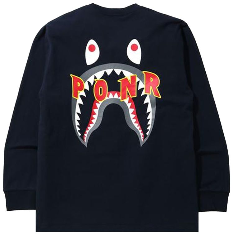 BAPE Shark PONR Long Sleeve Tee Navy