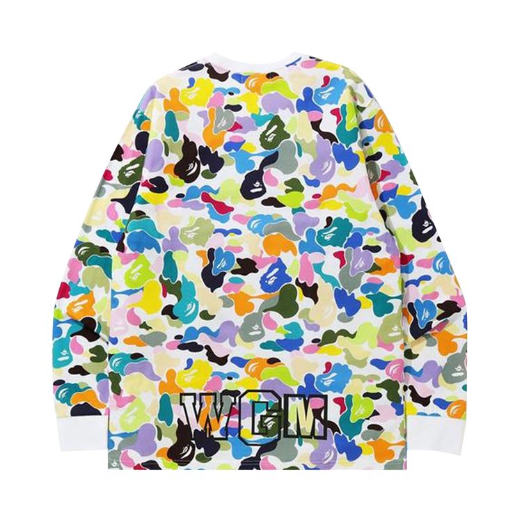 BAPE Multi Camo Shark Long Sleeve Tee White