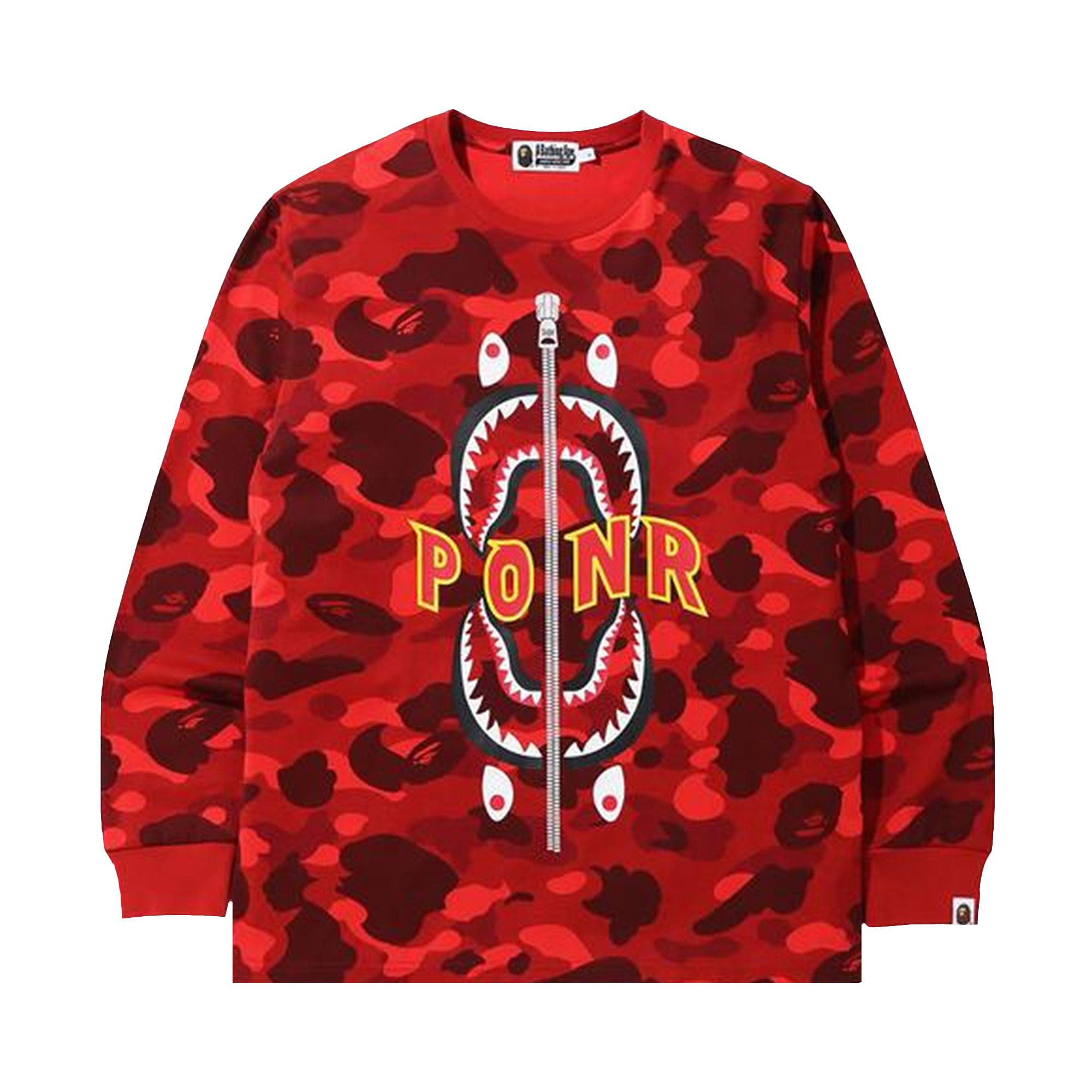 Buy BAPE Color Camo Shark Long-Sleeve Tee 'Red' - 1G80 111 007 RED