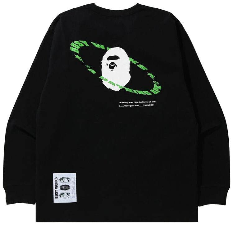 BAPE Universe Ape Loose Fit Long Sleeve Tee Black