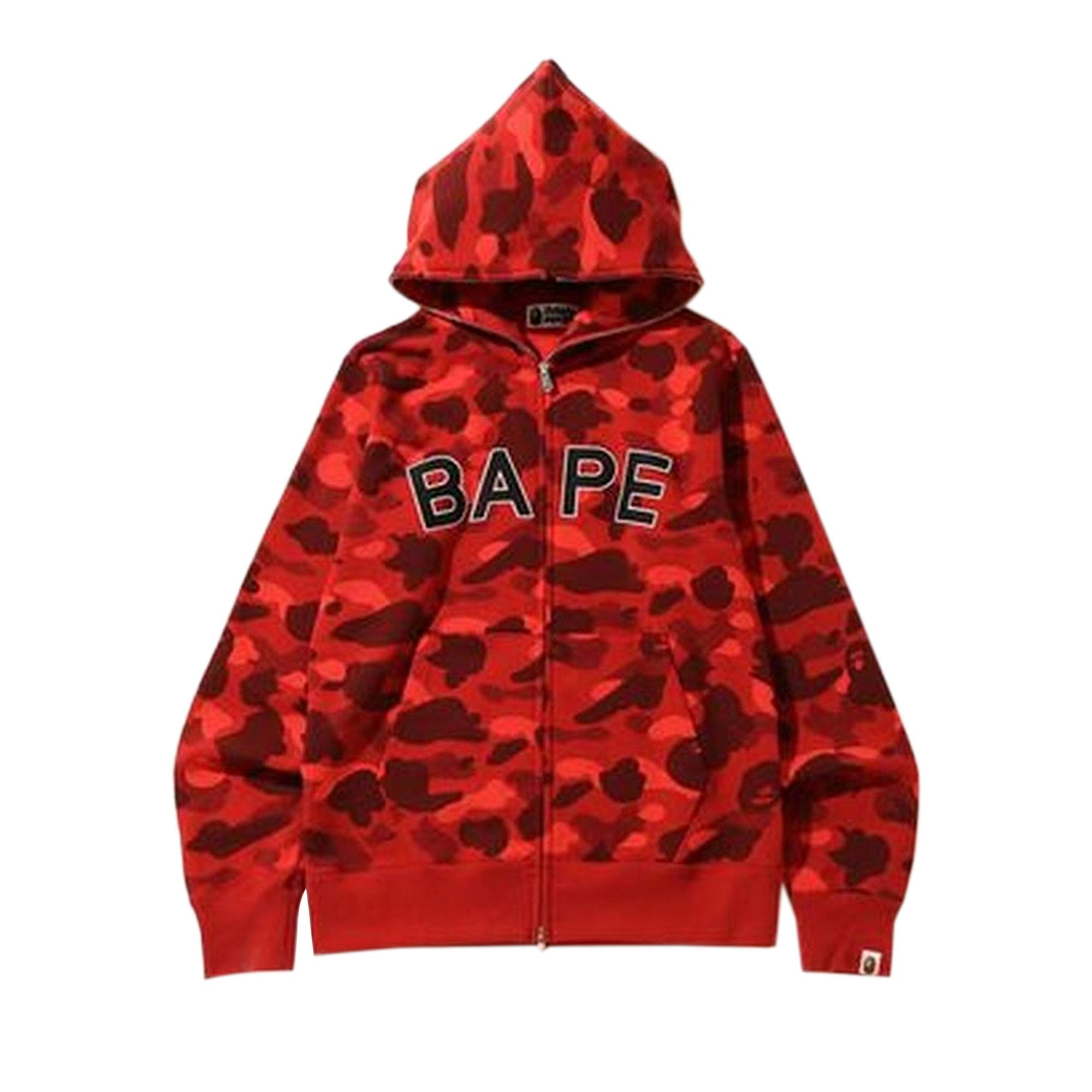 Bape shark hoodie deals red camo full zip
