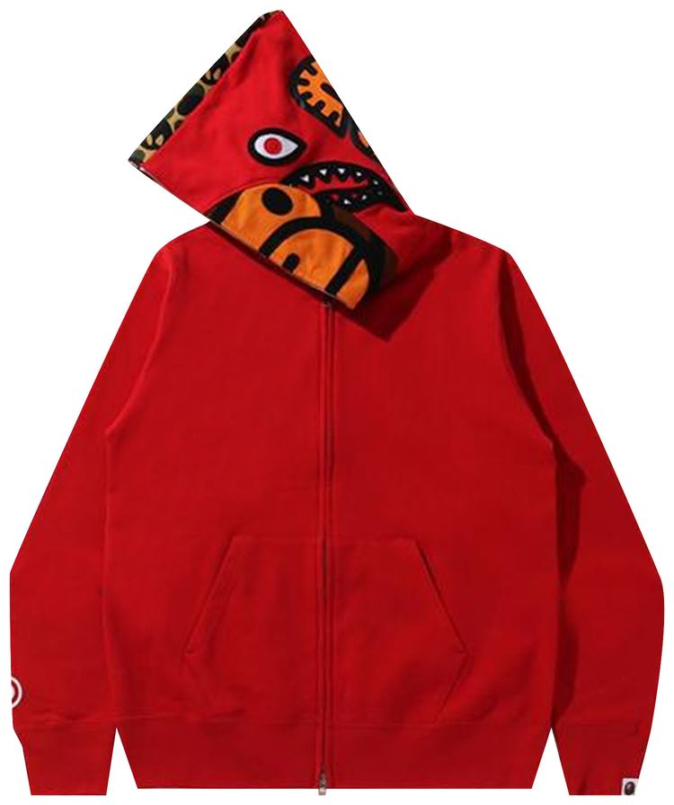 BAPE Milo Shark Full Zip Hoodie Red
