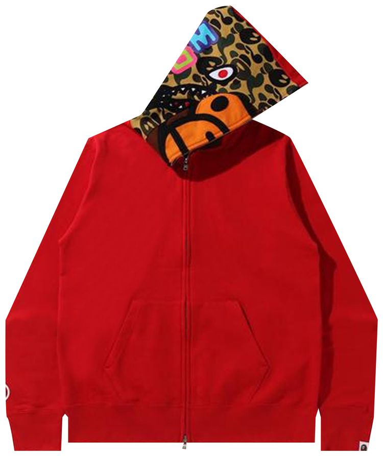 BAPE Milo Shark Full Zip Hoodie Red