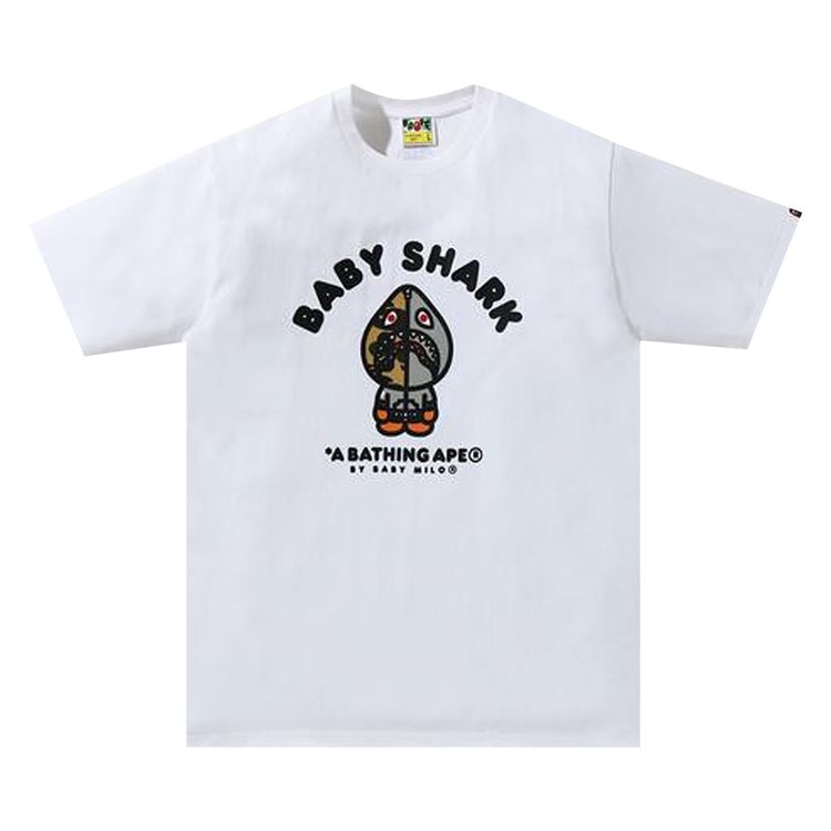 BAPE Baby Milo Shark College Tee WhiteGrey