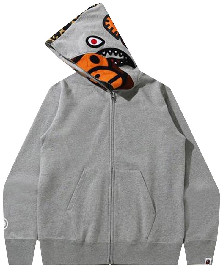 BAPE Milo Shark Full Zip Hoodie Grey