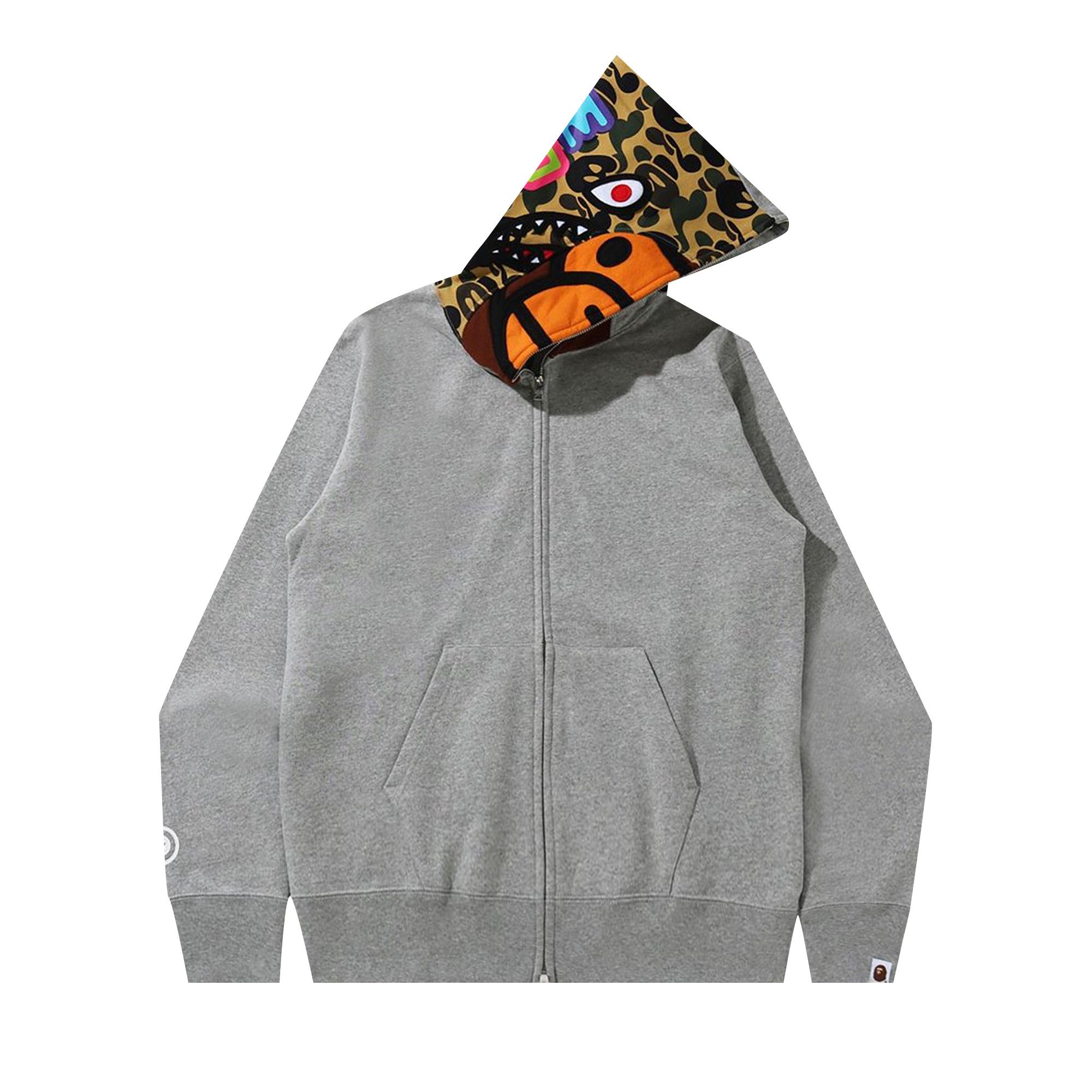 Size xxl BAPE Milo Shark Full Zip Hoodie Grey