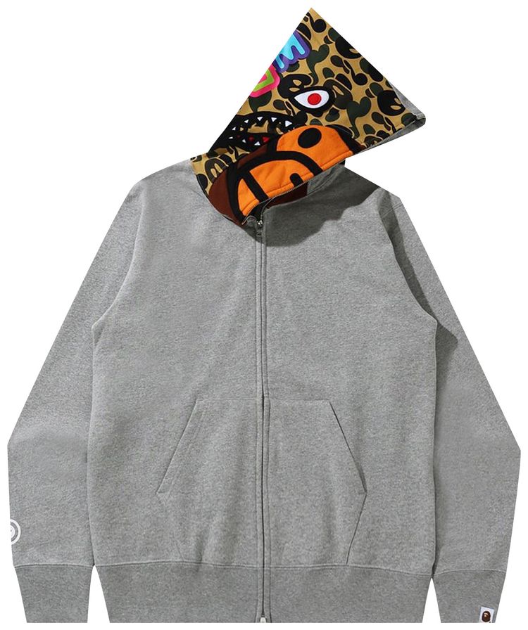 BAPE Milo Shark Full Zip Hoodie Grey