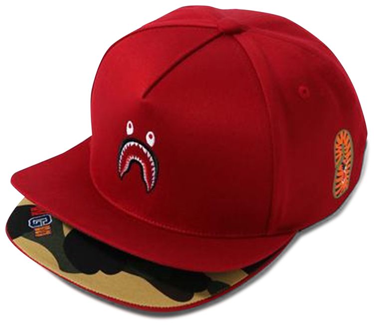 BAPE Double Visor Shark Snap Back Cap Red