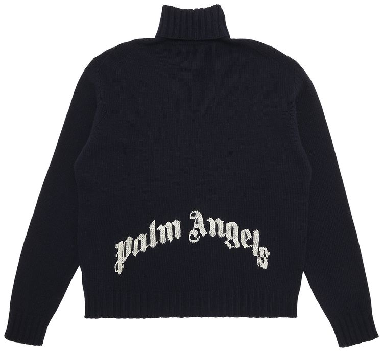 Palm Angels Curved Logo Turtleneck Black