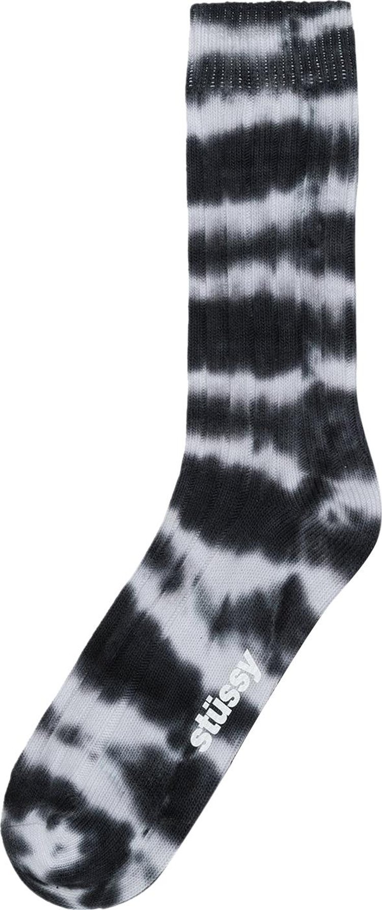 Stussy Dyed Stripe Ribbed Crew Socks 'Black'
