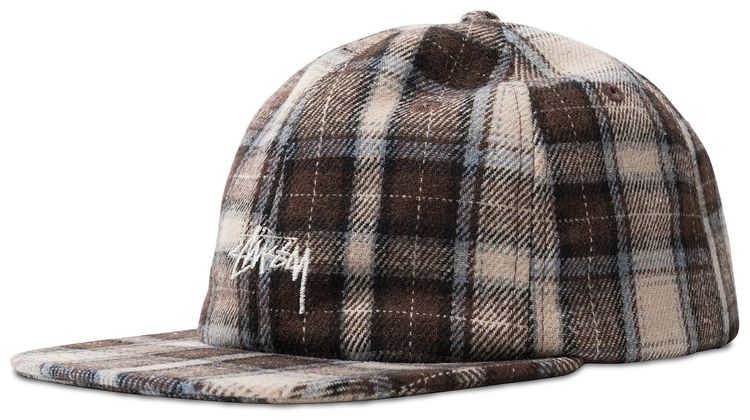 Stussy Flannel Plaid Stock Strapback Brown