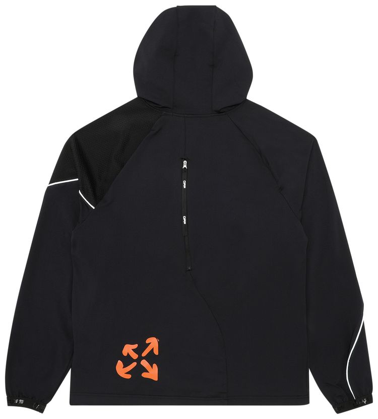 Off White Active Fabric Mix Hoodie BlackOrange