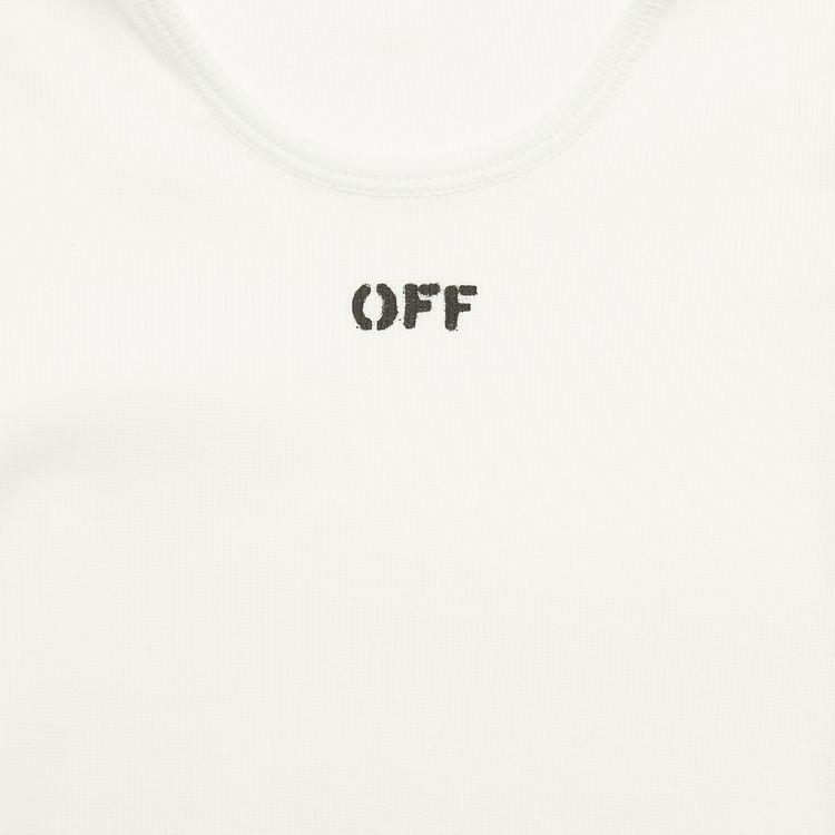Off White Basic Ribbed Long Sleeve Body Suit WhiteBlack