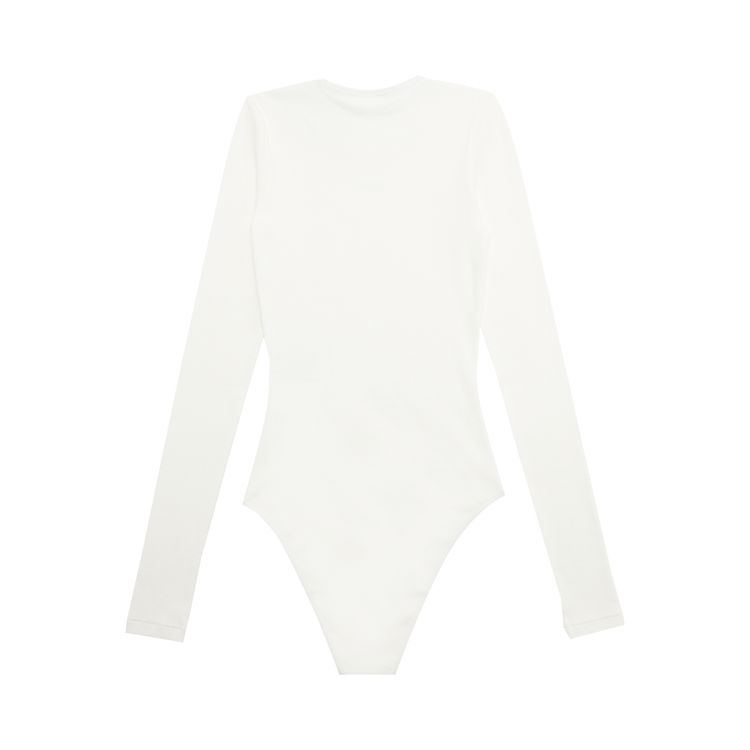 Off White Basic Ribbed Long Sleeve Body Suit WhiteBlack