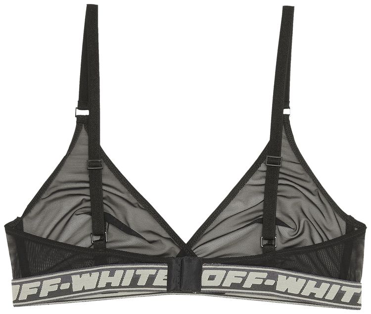 Off White Mesh Bra Black