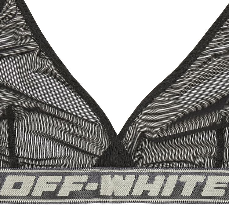 Off White Mesh Bra Black