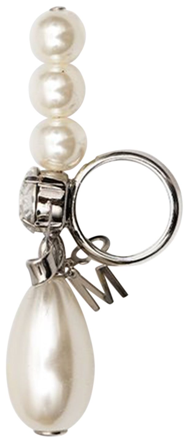 MM6 Maison Margiela Pearl And Bow Detailed Long Ring Silver