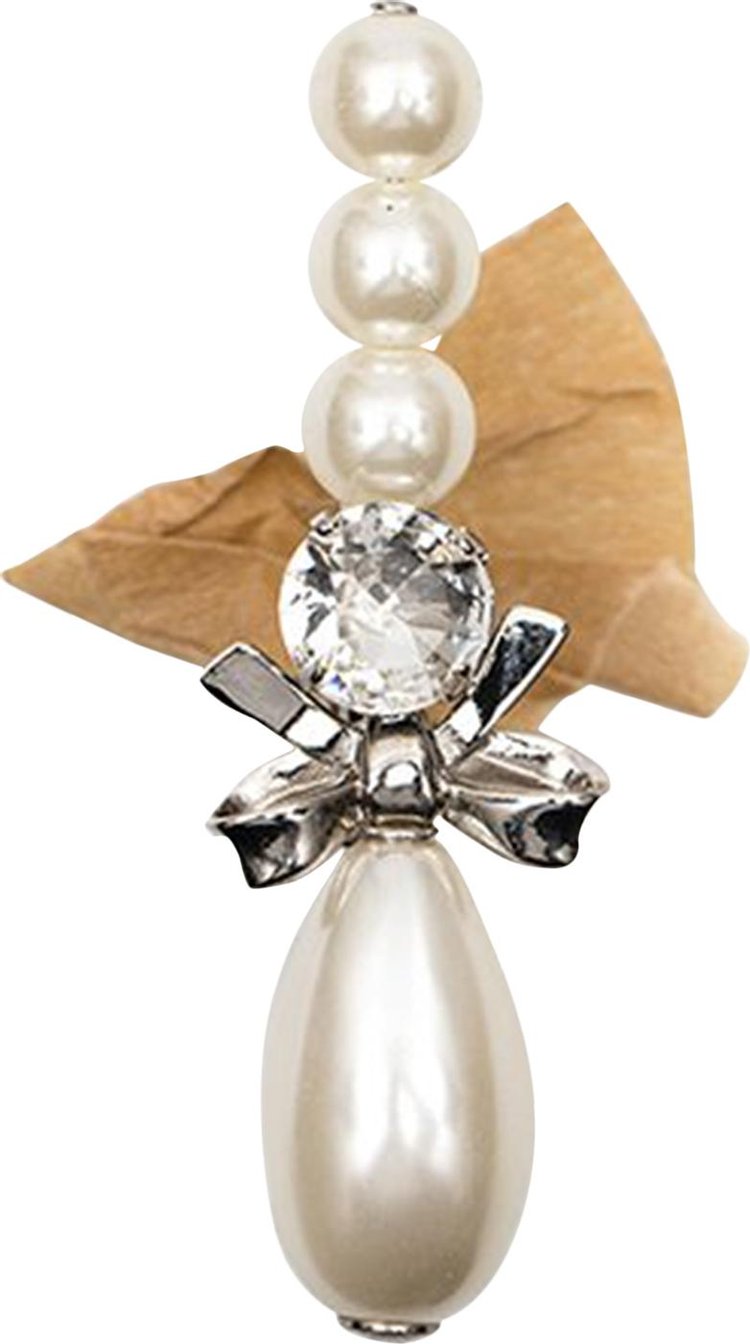 MM6 Maison Margiela Pearl And Bow Detailed Long Ring 'Silver'