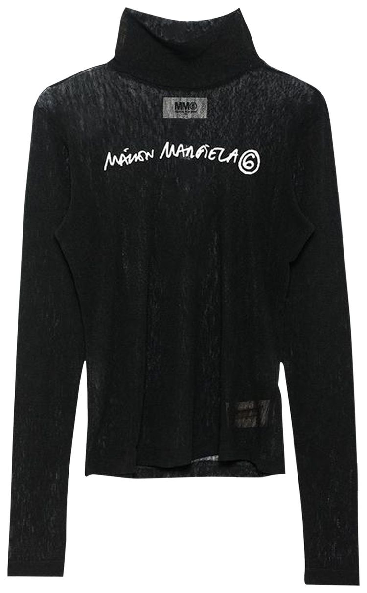 MM6 Maison Margiela Logo Printed High Neck Top Black