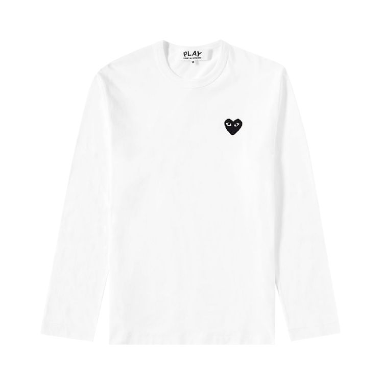 Comme des Garcons PLAY Heart Logo Long Sleeve T Shirt White