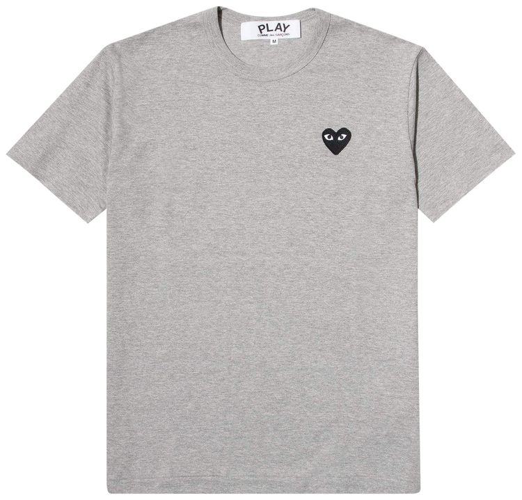 Comme des Garcons Short Sleeve Play T Shirt With Black Heart Grey