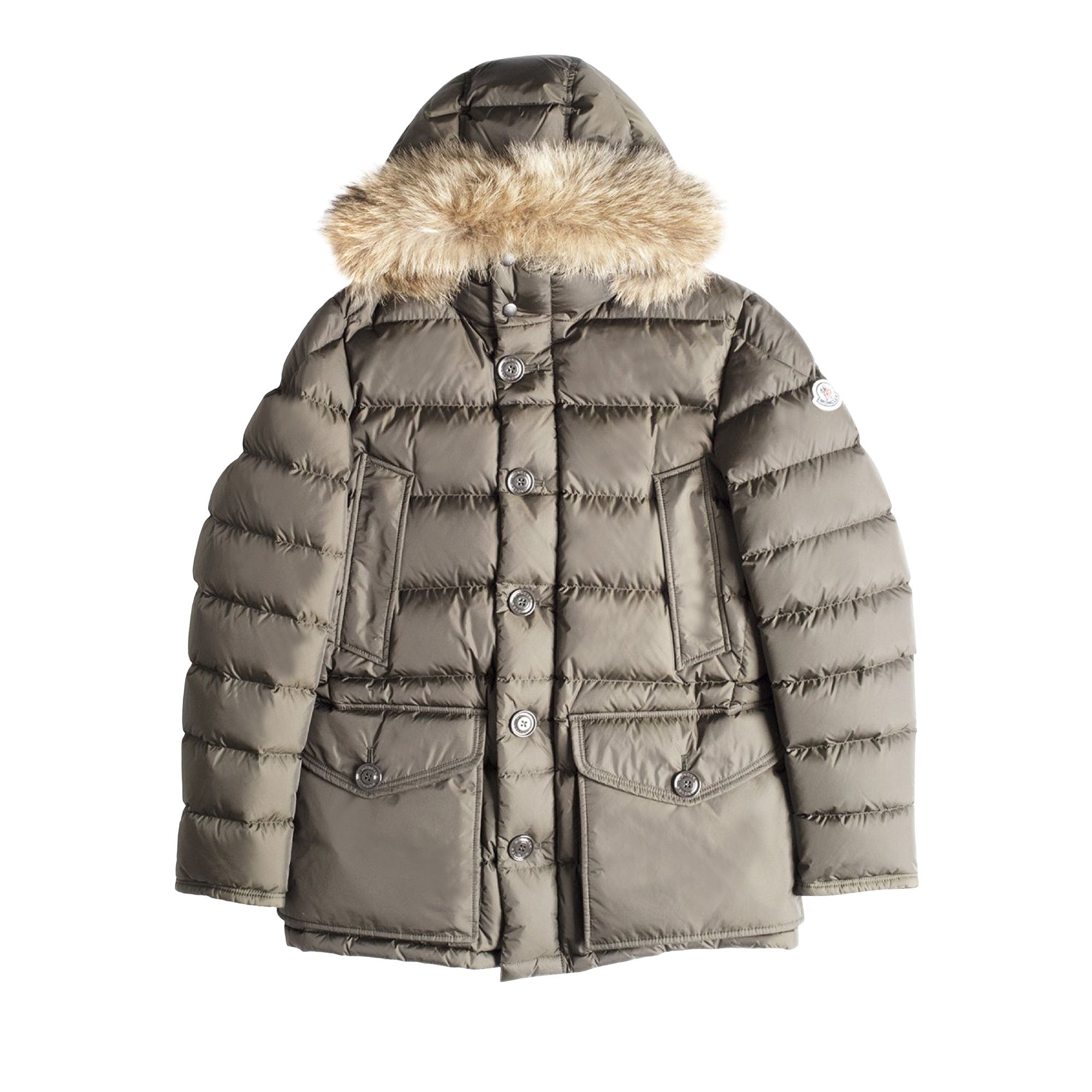Buy Moncler Cluny Multi Pocket Puffer Jacket With Fur Hood Green
