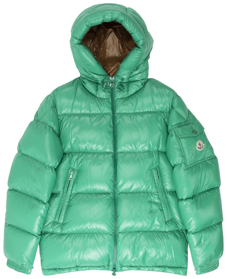 Moncler Ecrins Shiny Puffer Jacket Green