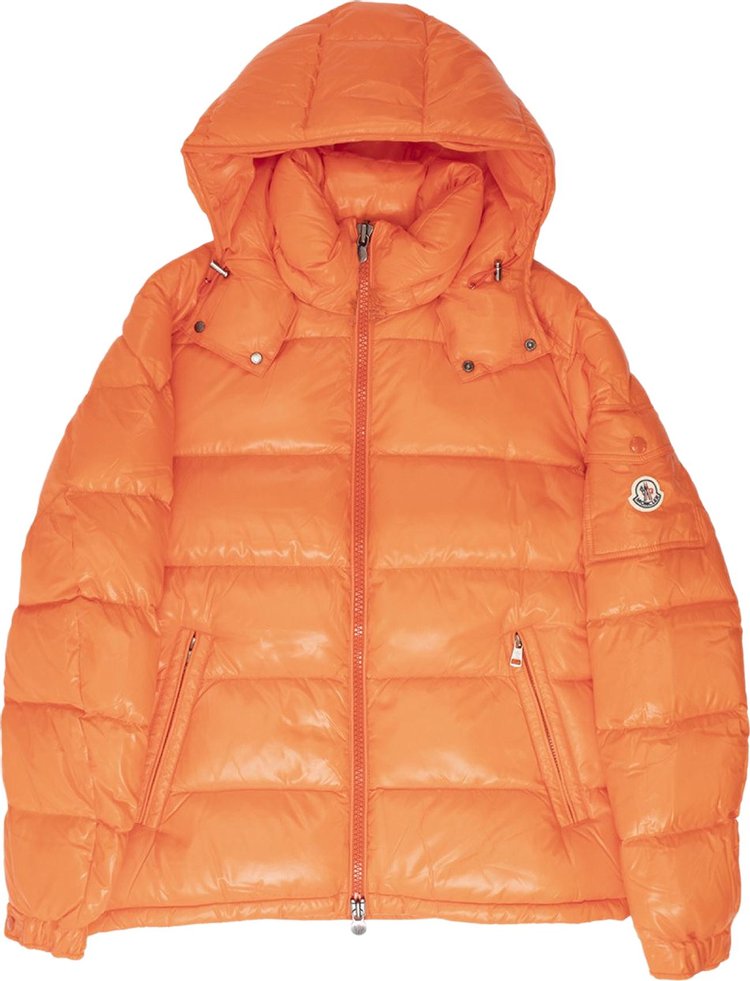 Moncler Maya Hooded Puffer Shiny Jacket 'Orange'