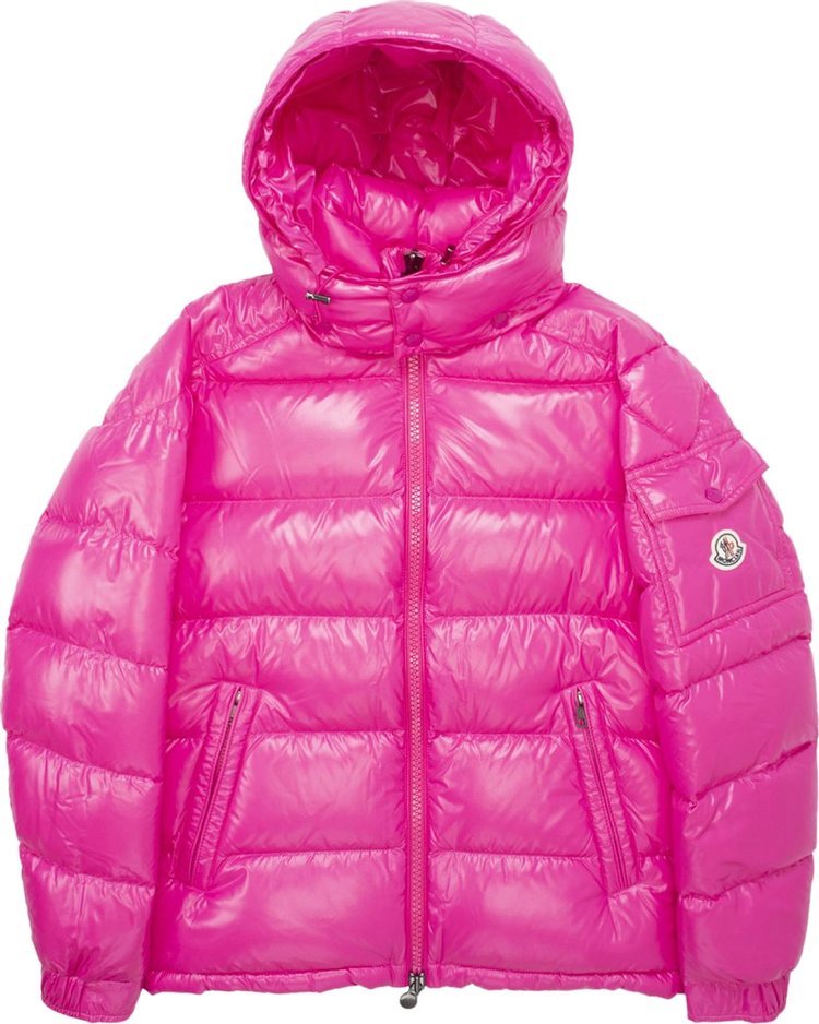 Moncler Maya Hooded Puffer Shiny Jacket 'Pink'