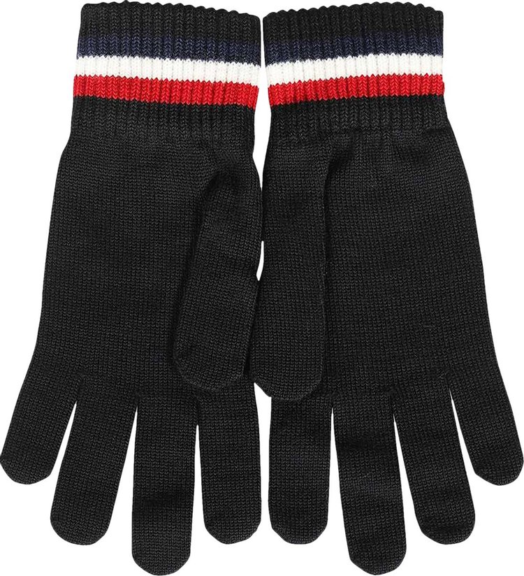 Moncler Logo Striped Gloves 'Black'