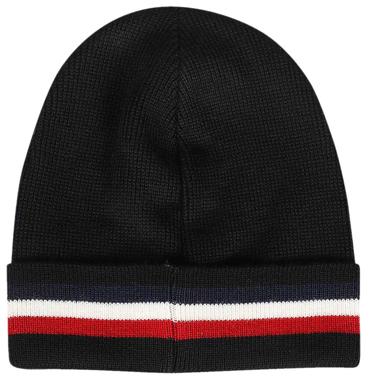 Moncler Logo Striped Hat Black