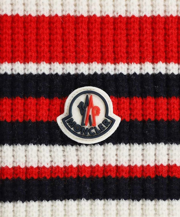 Moncler Striped Logo Scarf WhiteRedNavy