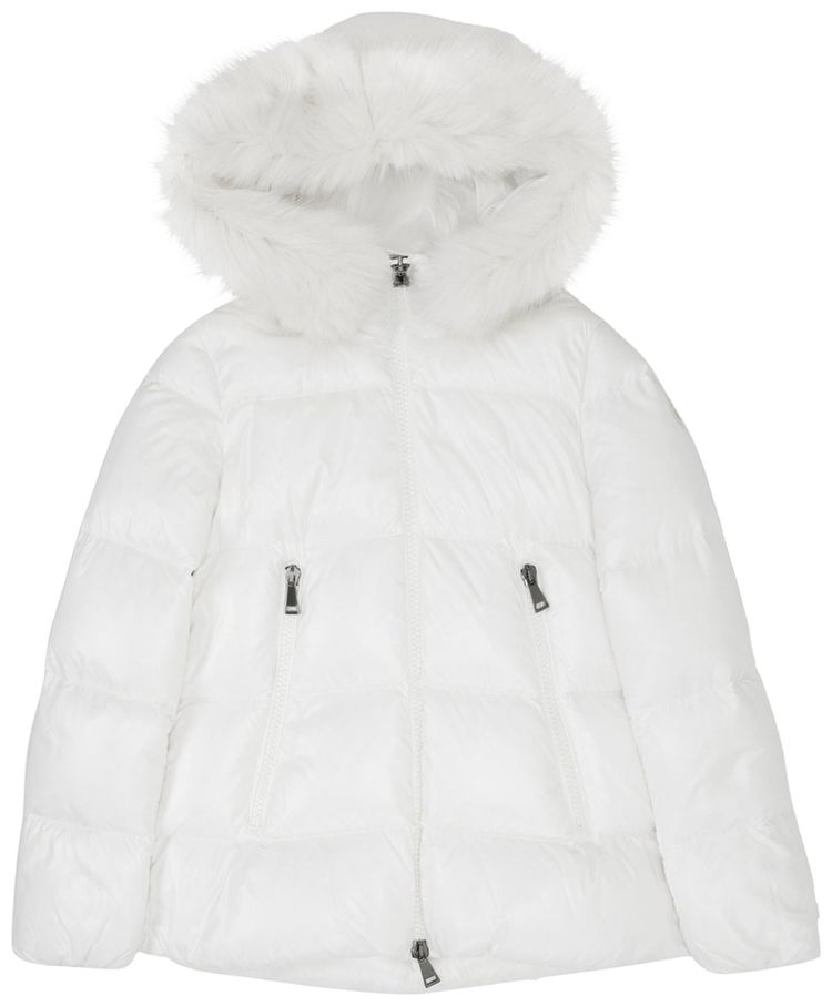 Moncler Laiche Zip Up Puffer Jacket White