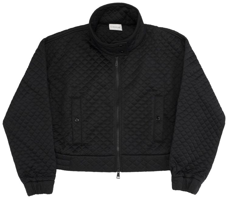Moncler Diamond Patterned Zip Up Cardigan Black