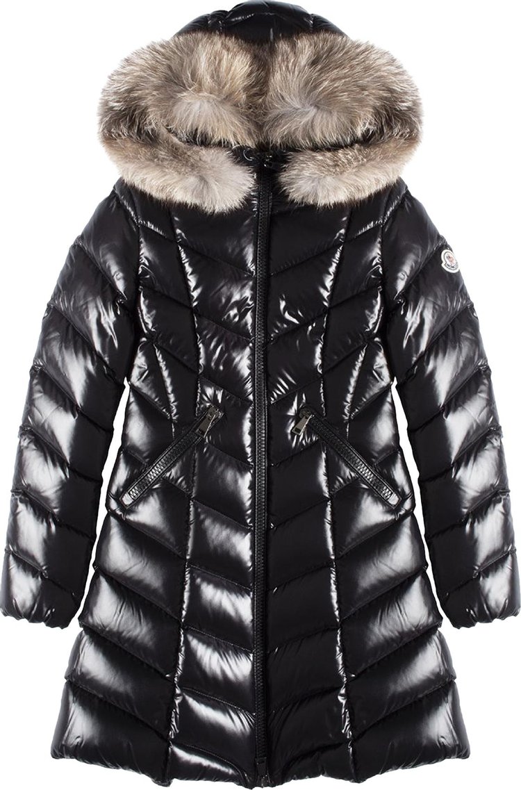 Moncler Fulmarus Long Full Zip Coat With Fur Neck 'Black'