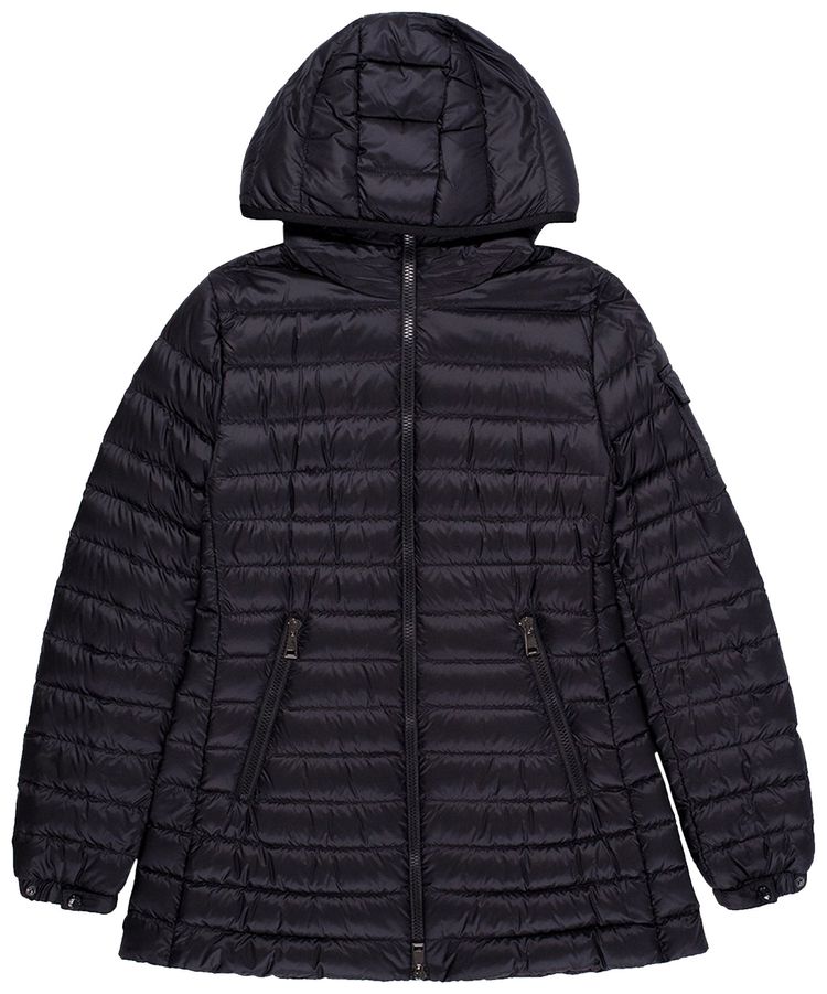 Moncler Ments Full Zip Hooded Long Jacket Black