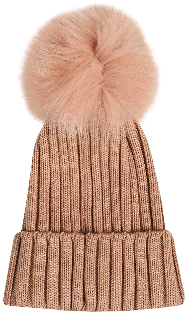 Moncler Ribbed Hat With Pom Pom Pink