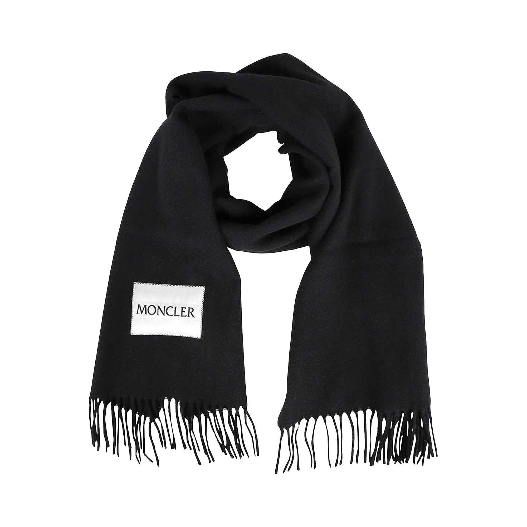 Buy Moncler Scarf With Fringes 'Black' - 3C000 25 595MA 999 | GOAT