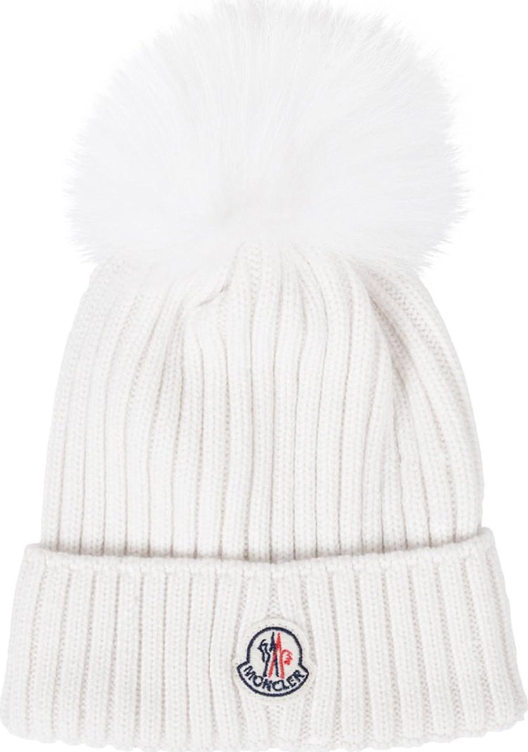 Moncler Ribbed Hat With Pom Pom 'White'