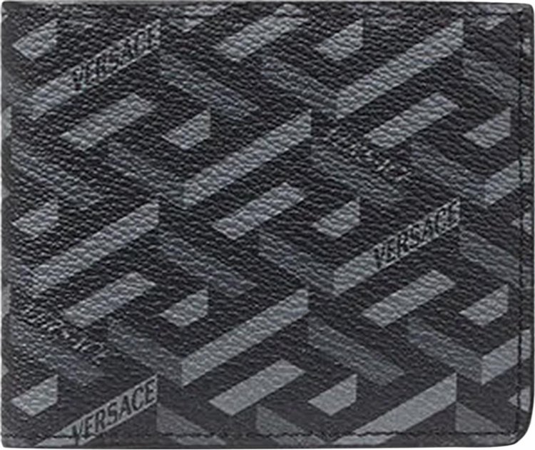 Versace La Greca Signature Bifold Wallet 'Black/Grey'