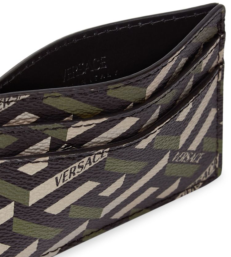 Versace La Greca Signature Card Case BlackKakhi