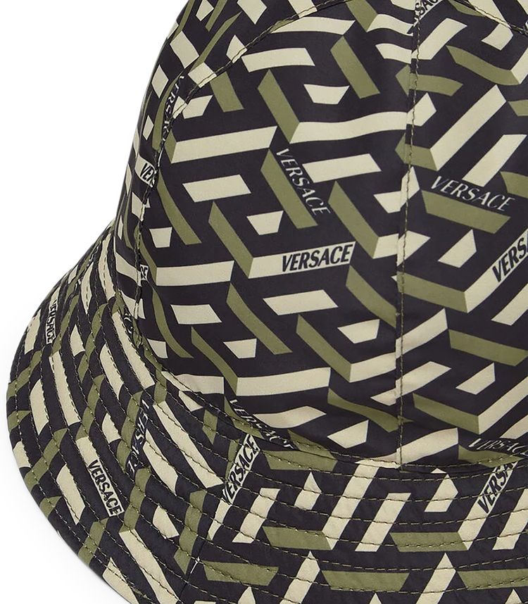 Versace Greca Signature Print Bucket Hat KhakiBlack